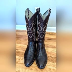 Vintage Cowtown Lizard Boots Dark Brown